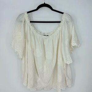 Lane Bryant Plus Size White Embroidered Off The Shoulder Blouse